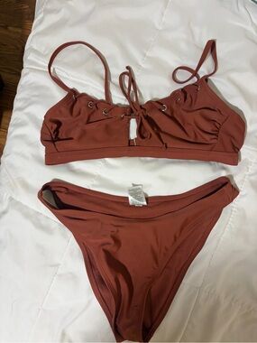 wild fable Rust Brown Lace-Up Bikini Set